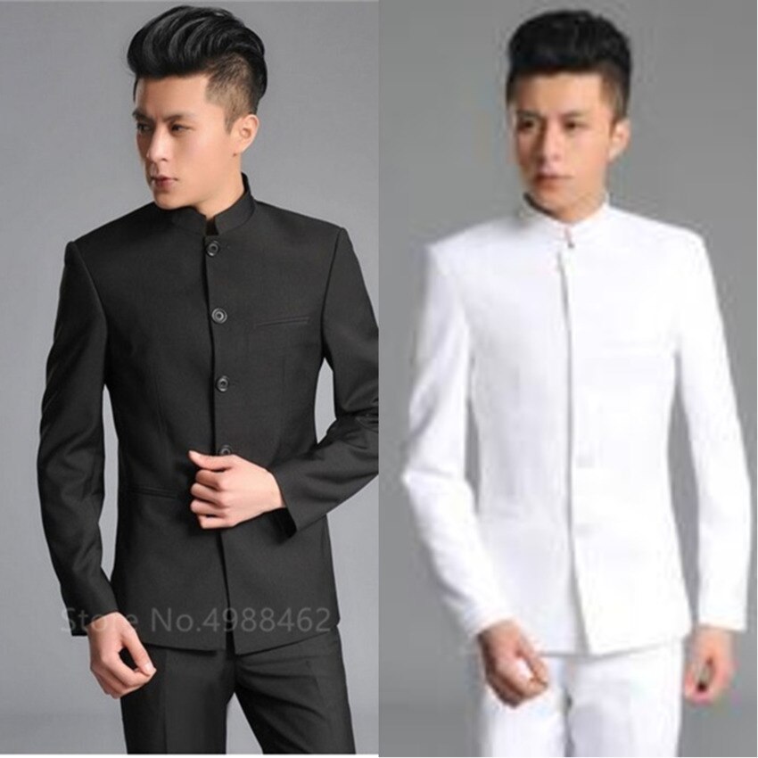 Traditional Chinese Style Man Clothing Set Student Performance Costume 2020Thin Stand Collar Graduate Class Wear Wedding Clothes
