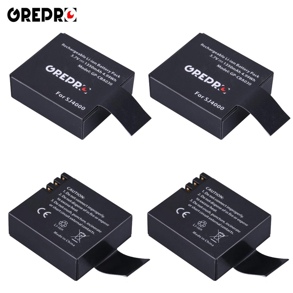 Batería + cargador Dual LCD para SJCAM, 1350mAh, PG1050, SJ4000, sj5000, sj6000, sj7000, SJ8000, SJ9000, M10, EKEN, 4K, H8, H9, GIT-LB101, 2 uds.: 4x Battery