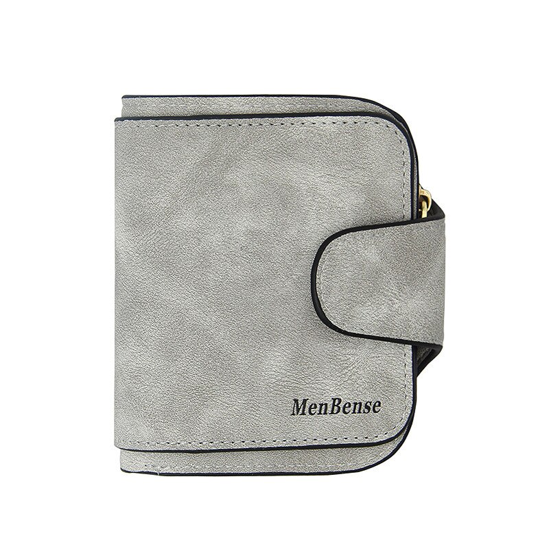 Lady Snap Fastener Zipper Short Clutch Wallet Solid Letter Small Female Purse Short Purse Vintage Matte Women Wallet: 002LIGHT GREY