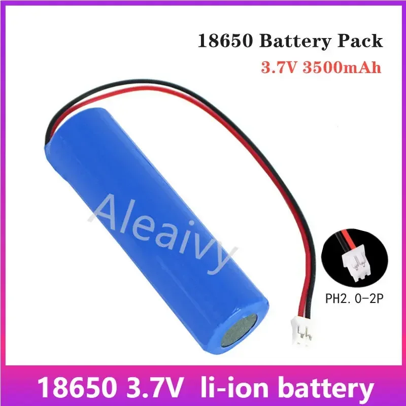 Akumulator litowy 3,7 V 18650 2000 mAh 3500 mAh wędkarska lampa LED głośnik Bluetooth awaryjna bateria DIY z wtyczką kabel PH2.0