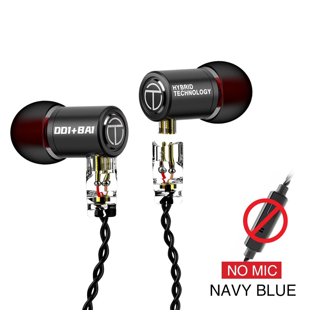 AK TRN M10 1BA+1DD Metal Hybrid In Ear Monitor Earphone HIFI Sport Earphone Earplug Headset Headplug v90/v80/VX with QDC 3.5mm: Black no mic