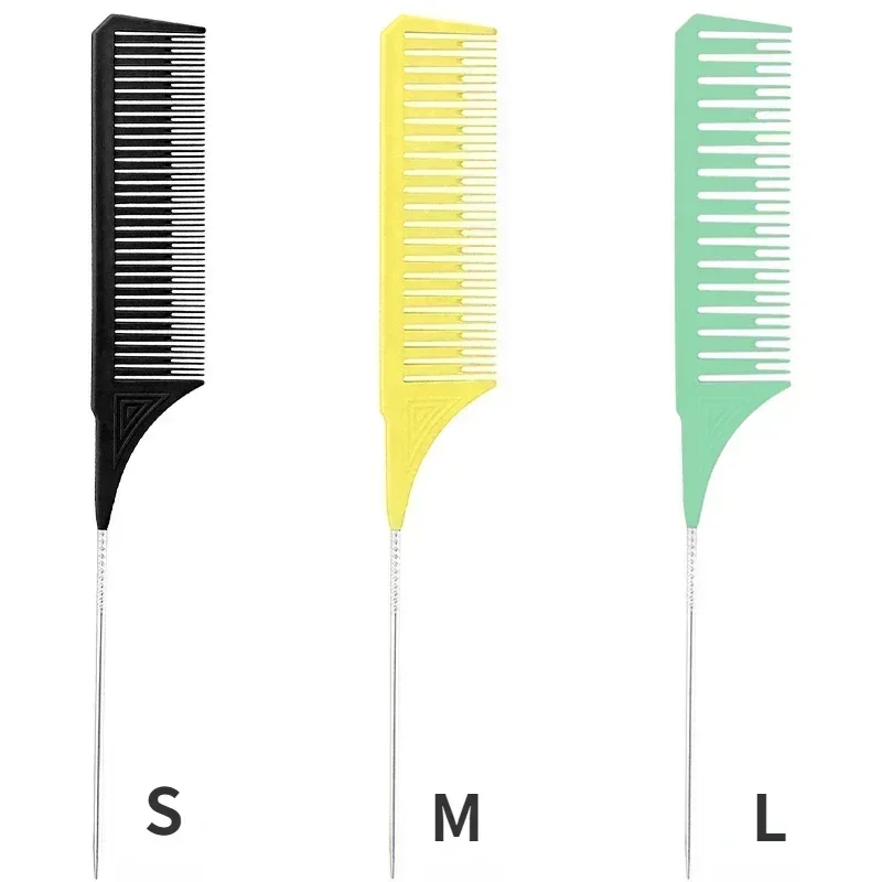 3 Pack Hair Styling Comb Tail Comb Set Dyeing Partition Highlight Braid Cutting Comb Tip Tail Hair Accessories Combs: Yellow