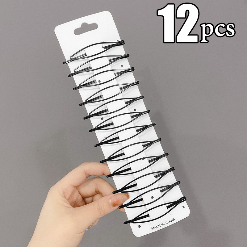 Horquillas onduladas para el cabello, pasadores negros de Metal, pasadores invisibles BB, accesorios para el cabello, 3/12 piezas