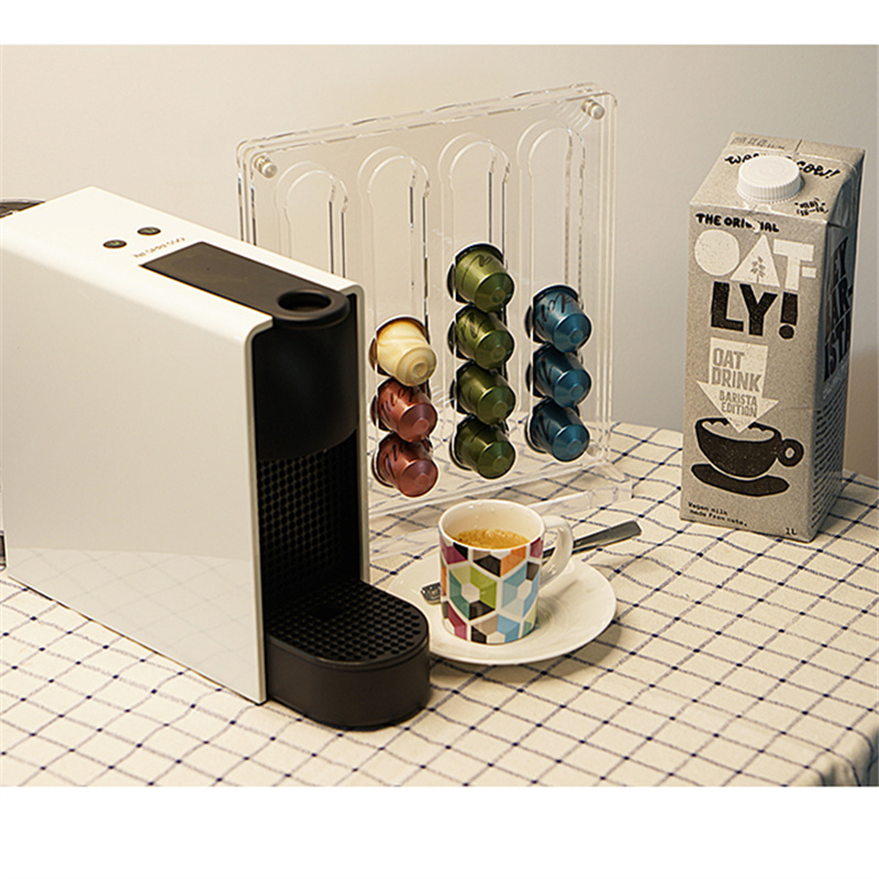 Gennemsigtig nordisk akryl nespresso kaffepuder holder display rack kaffe kapsel stativ køkken kapsel opbevaring rack