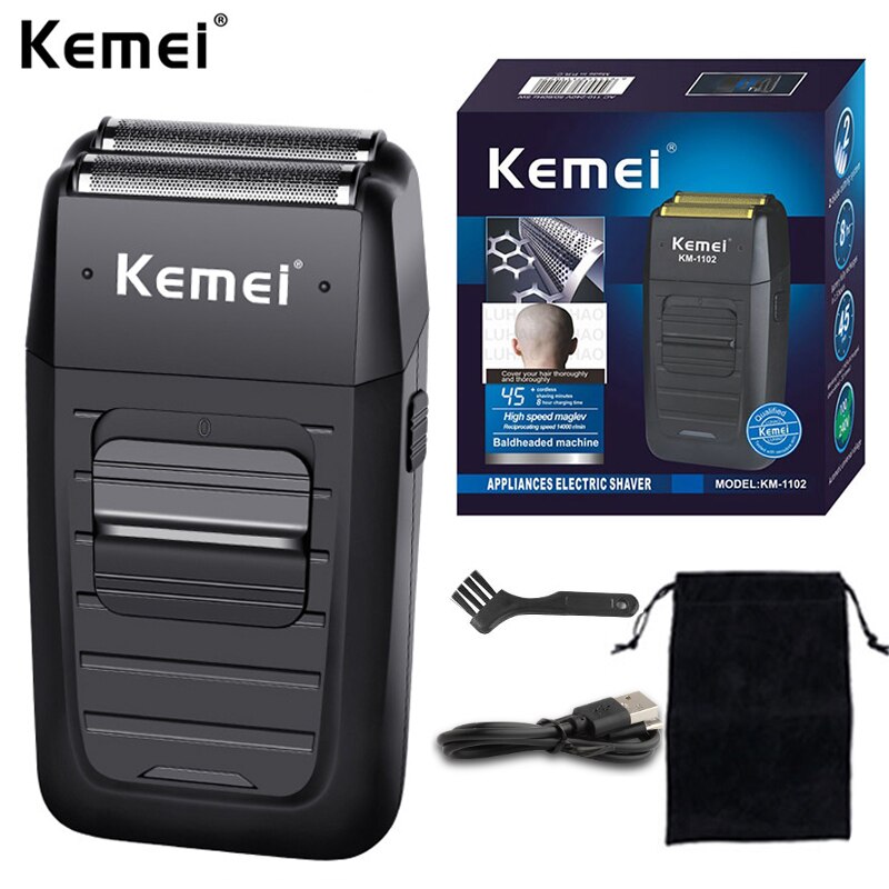 Kemei Electric Shaver Reciprocating Double-Net Razor Bald Machine Sideburn Razor For Men Face Care Multifunction Strong Trimmer: Default Title