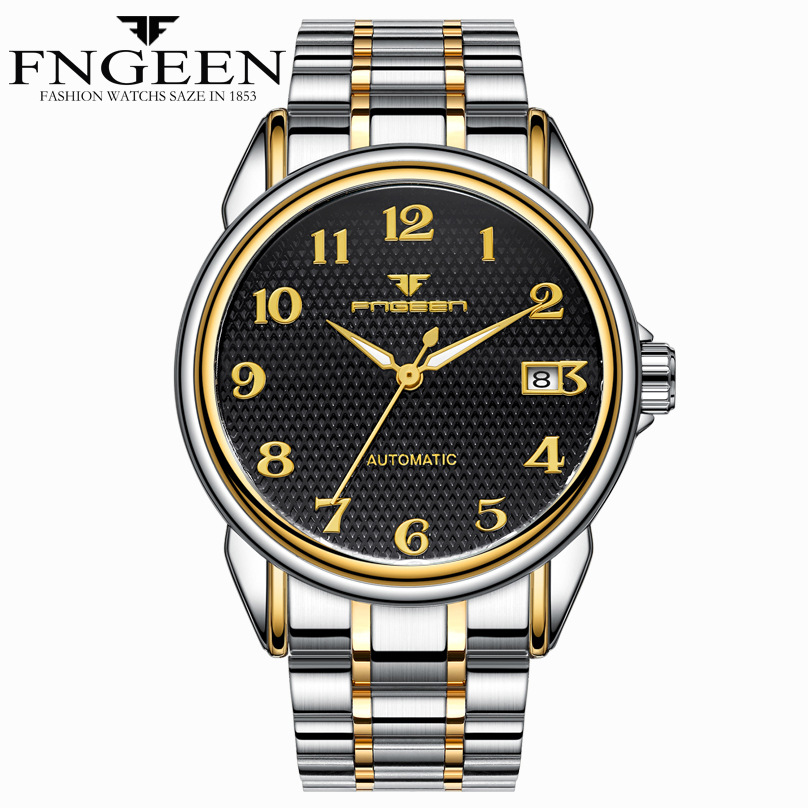 Topmerk Watch Digitale Wijzerplaat Lichtgevend Roestvrij Staal Automatisch Mechanisch Horloge Waterdicht Datumklok Reloj Hombre: Roze