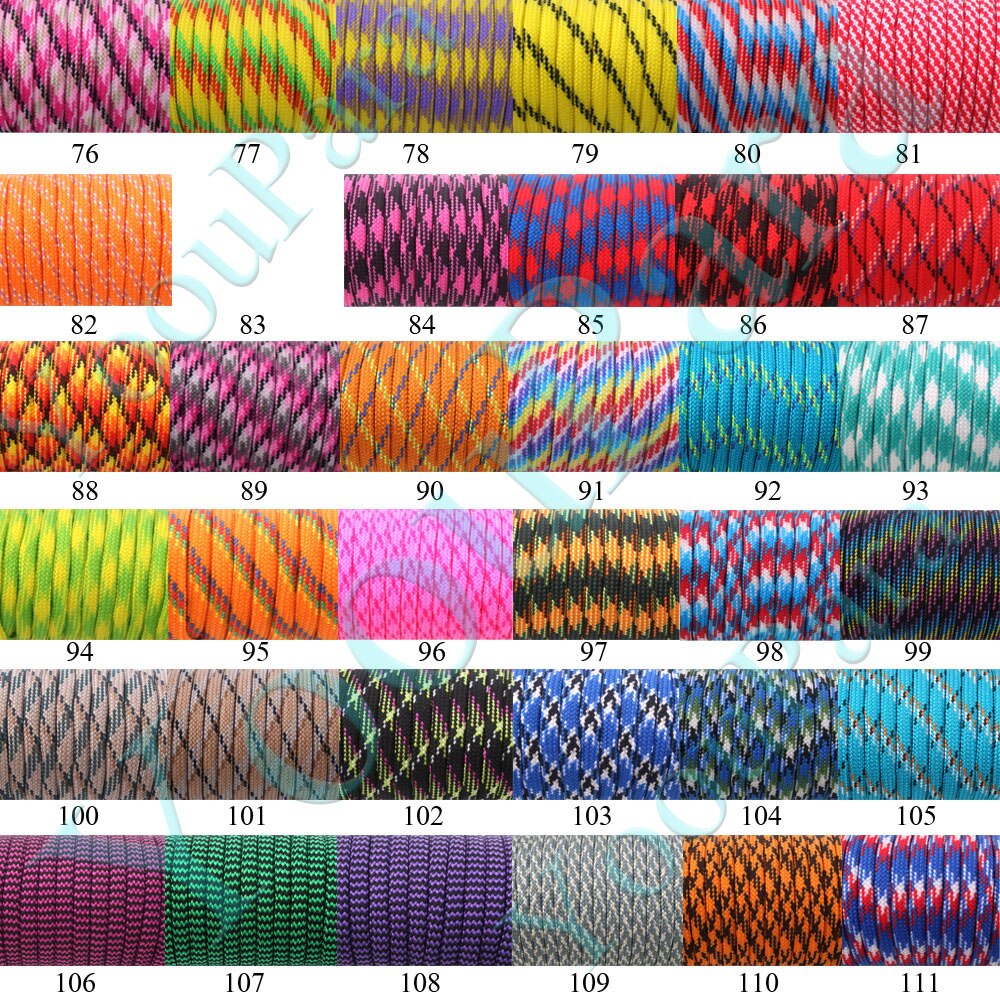252 kolory 100FT Paracord 550 Paracord liny Cuerda Escalada Mil Spec typ III 7Strand Paracorde odkryty zestaw survivalowy