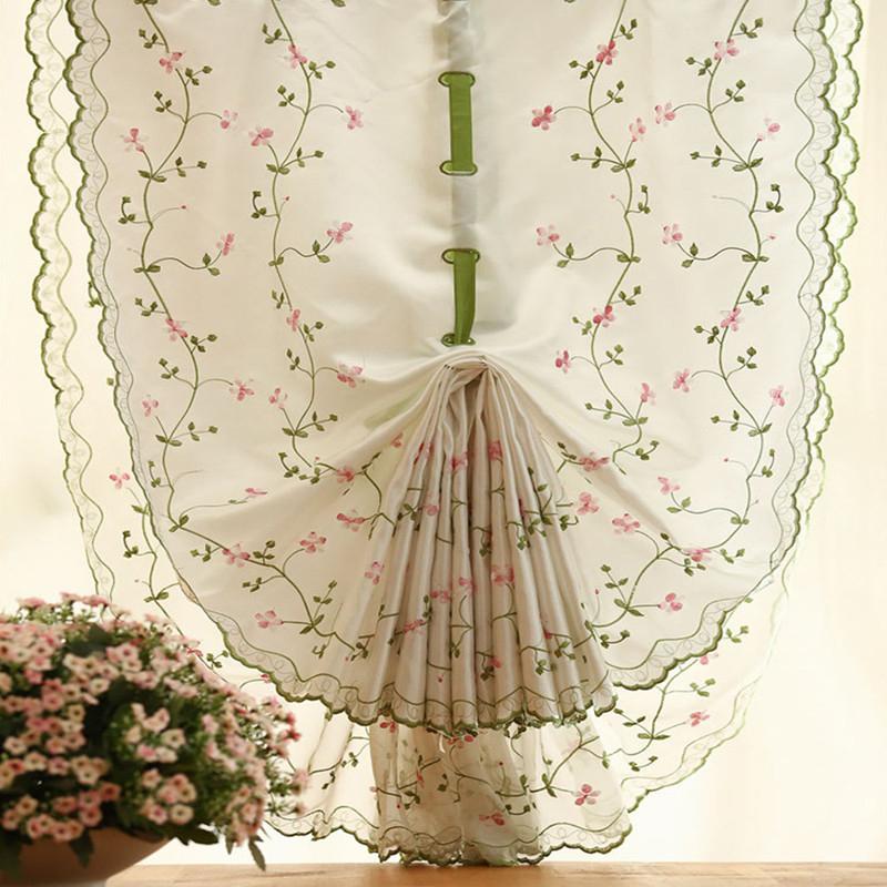 Bright Style Garden Flower Embroidery Custom Curtains Sheer Tulle Yarn for Wall Screen Bedroom Blinds Living Room Household