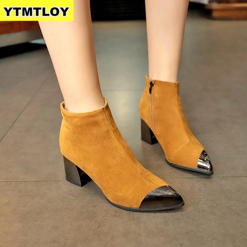 Vrouwen Hoge Hakken Enkellaarsjes Puntschoen – Grandado