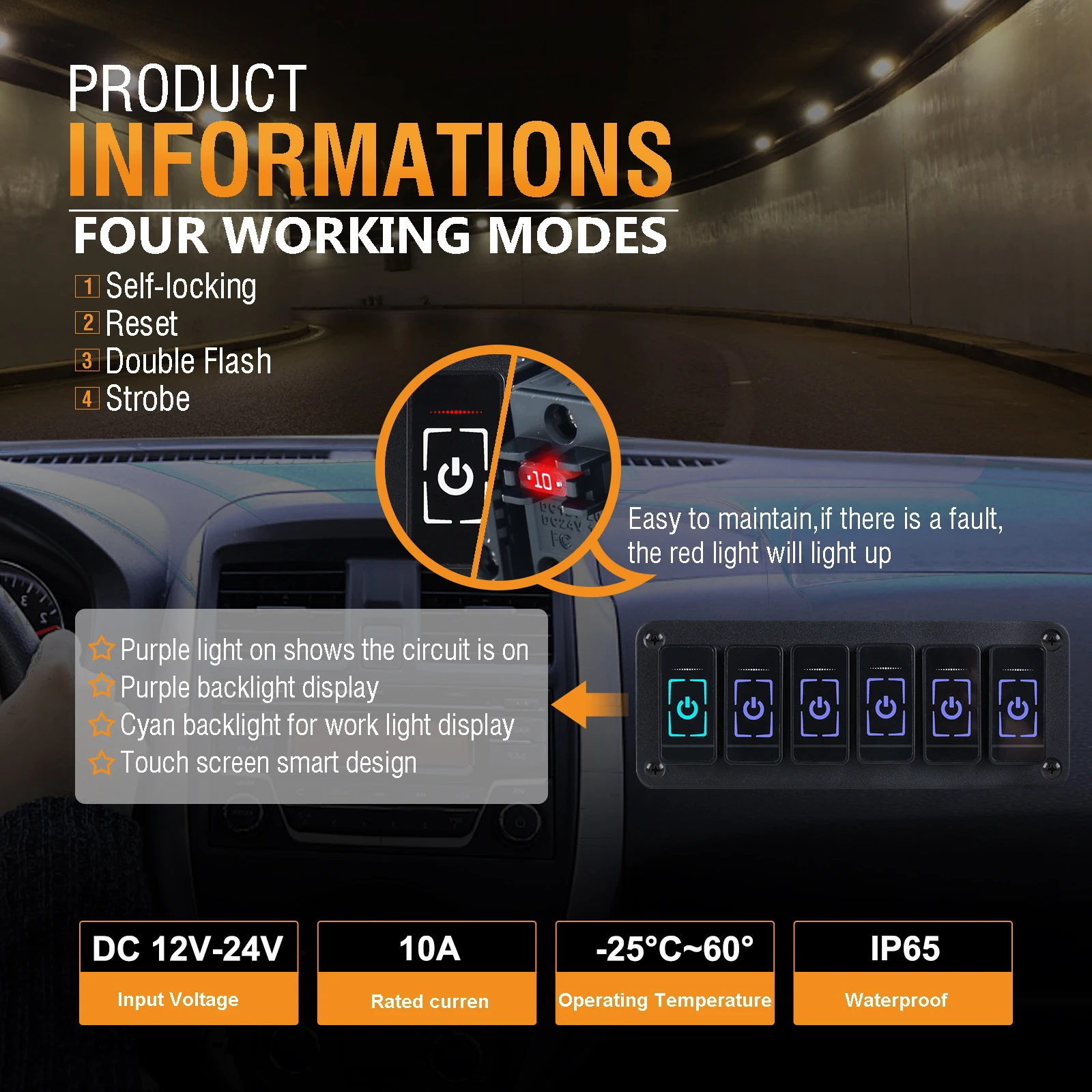 touch screen 2-8 Gangs Universal LED Switch Panel Light System Slim Electronic Relay System for SUV UTV Boat Caravan