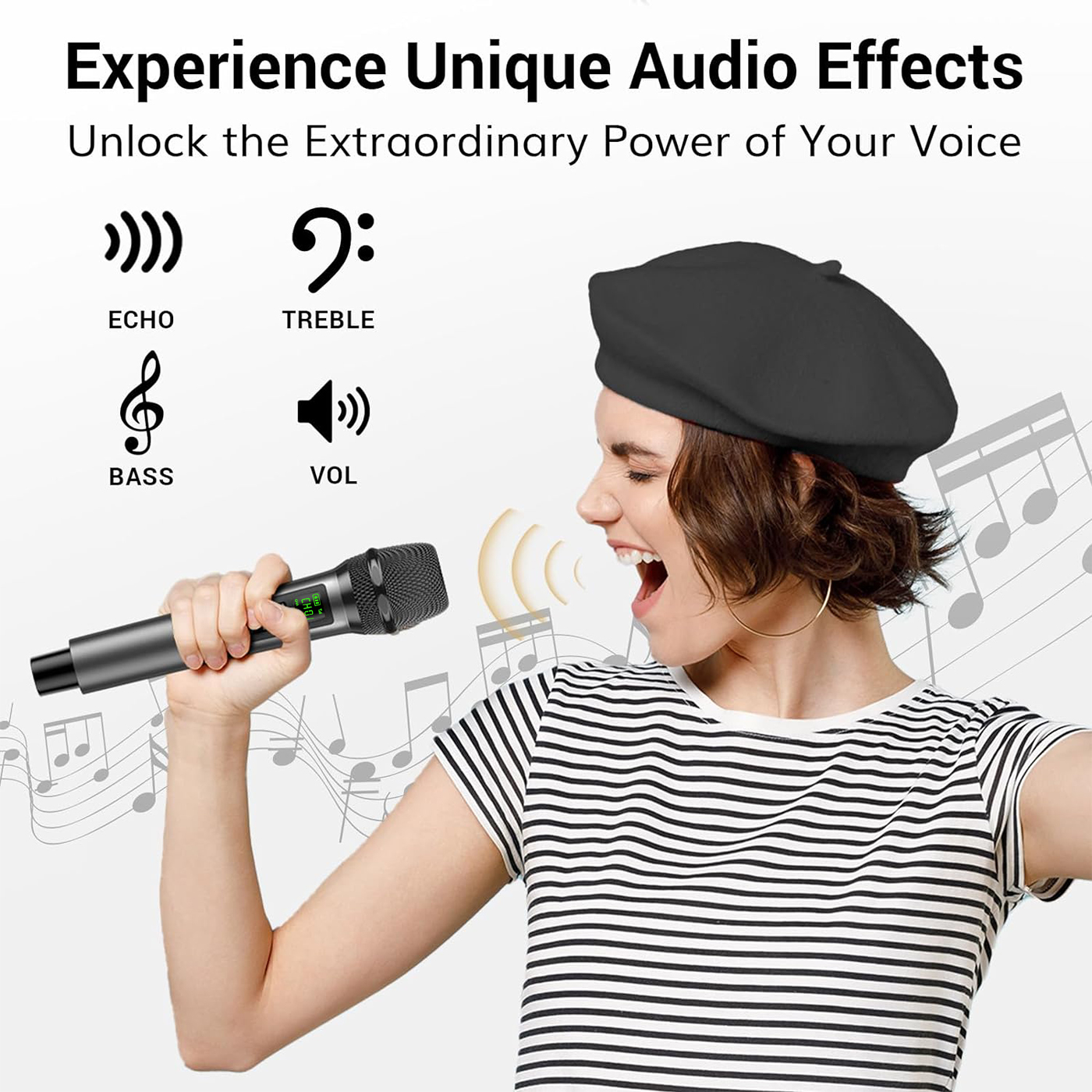 Heikuding Wireless Microphone UHF Dual Cordless Dynamic Mic System with Rechargeable Receiver for karaoke Singing Dj Microphone