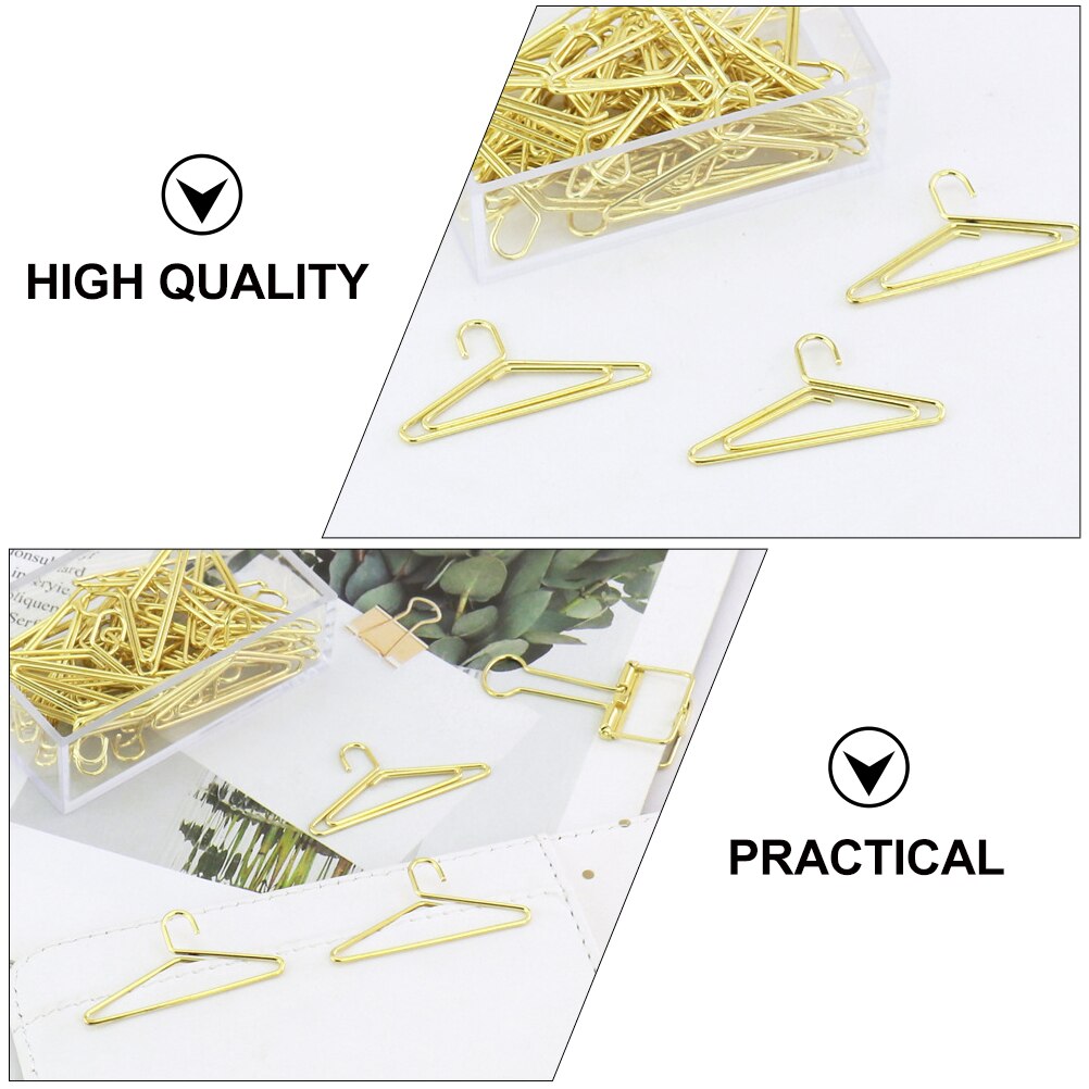 20pcs Coat Hanger Shaped Clips Lovely Paper Clips (Golden)