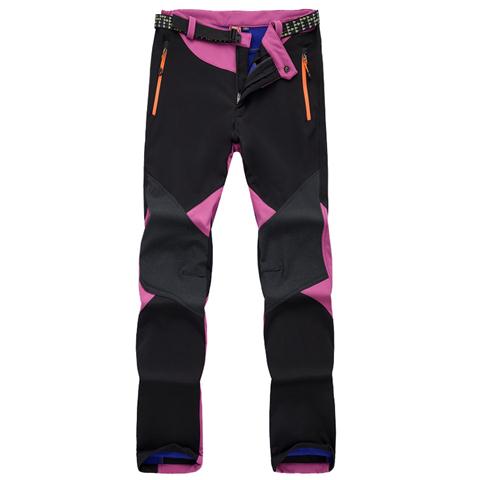 Mulher à prova de vento/calças impermeáveis caminhadas/escalada/esqui/caminhada/calças quentes ao ar livre calças de trekking: Azul / S