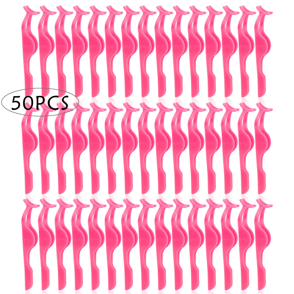 Pinzas de plástico para pestañas postizas, rizador de extensión, pinza aplicadora, eliminador de pestañas, 30/50 unidades: Rojo