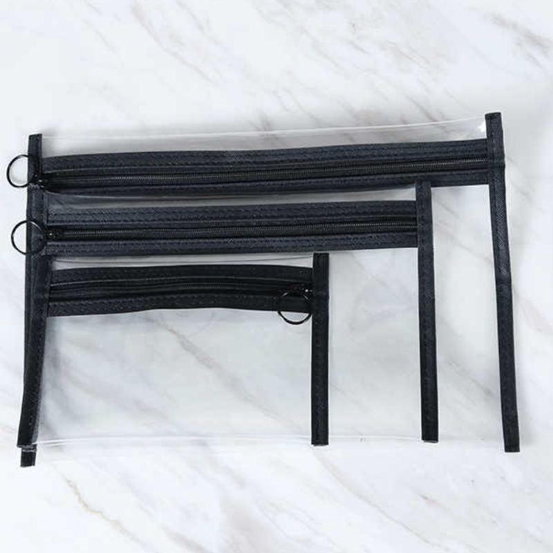 Czarna Przezroczysta Kosmetyczka PVC Wodoodporna Przezroczysta Saszetka na Kosmetyki Damski Organizer na Kosmetyki Torba na Przybory Toaletowe Torba Podróżna robić Przechowywania: BŁĘKITNA