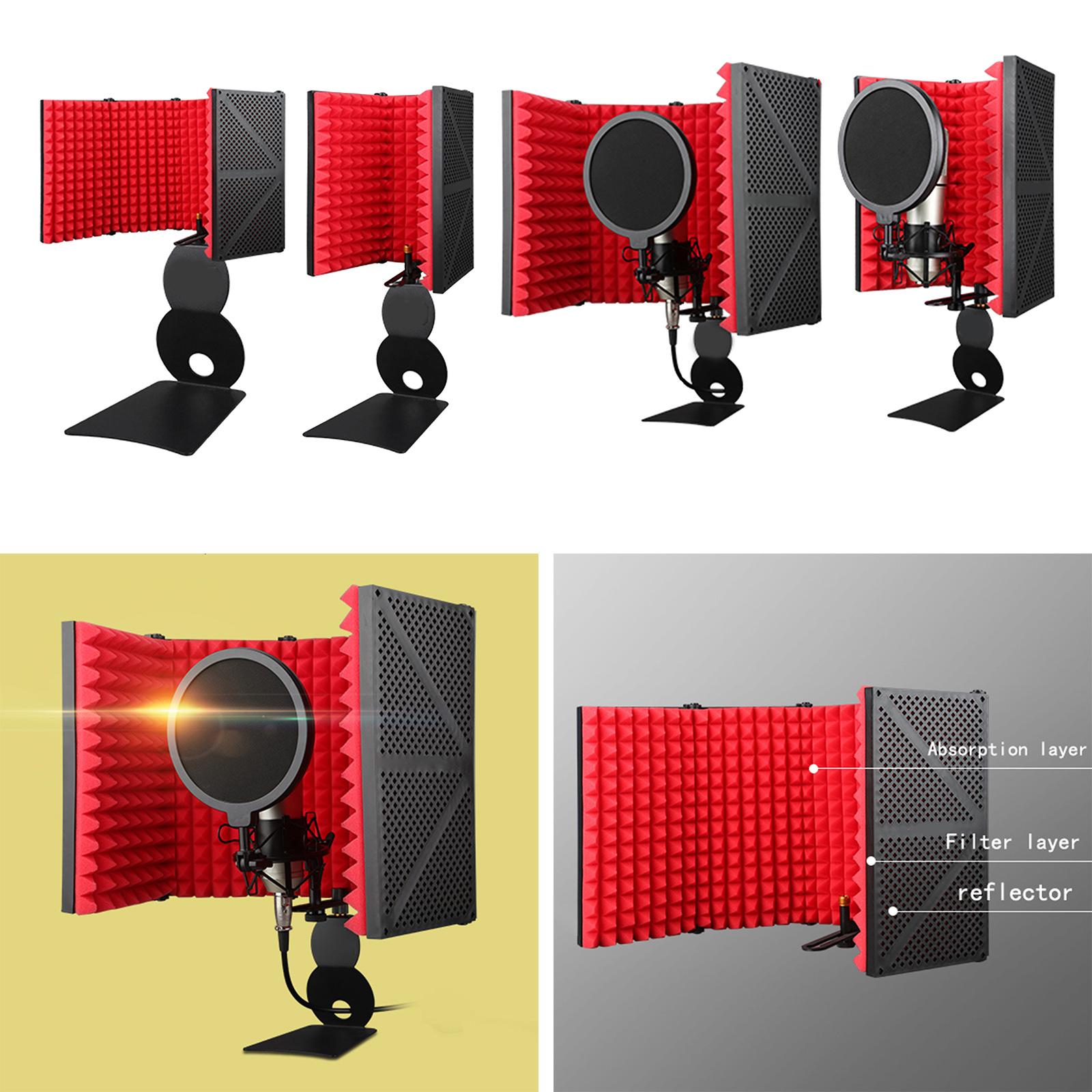Escudo de aislamiento con soporte, micrófono, Reflector de espuma de amortiguación de sonido para