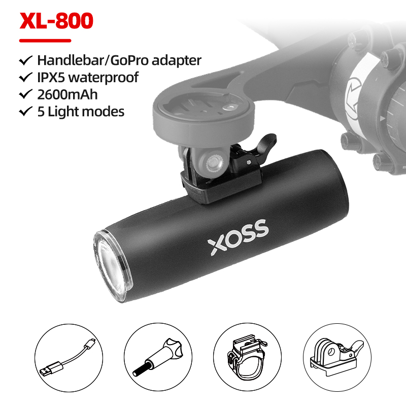Xoss  xl400/xl800 cykelstrålkastare 400/800 lumen usb-laddningsbar landsväg mtb framlampa cykellampa aluminium ultralätt ficklampa: Röd