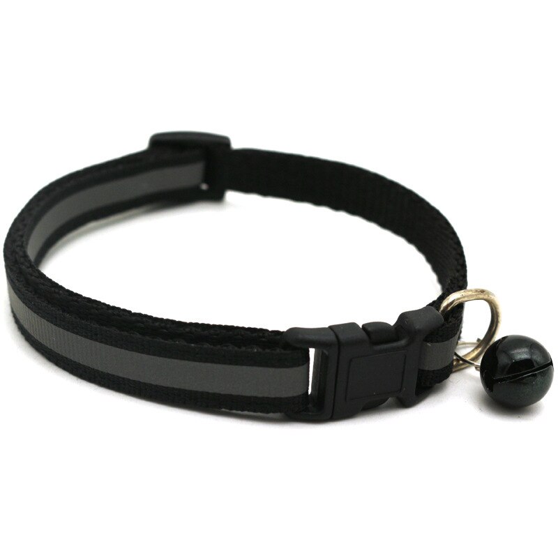 Collar reflectante para mascotas Collar campana ajustable tamaño adecuado para los gatos y suministros para mascotas perros básicos collares: Black