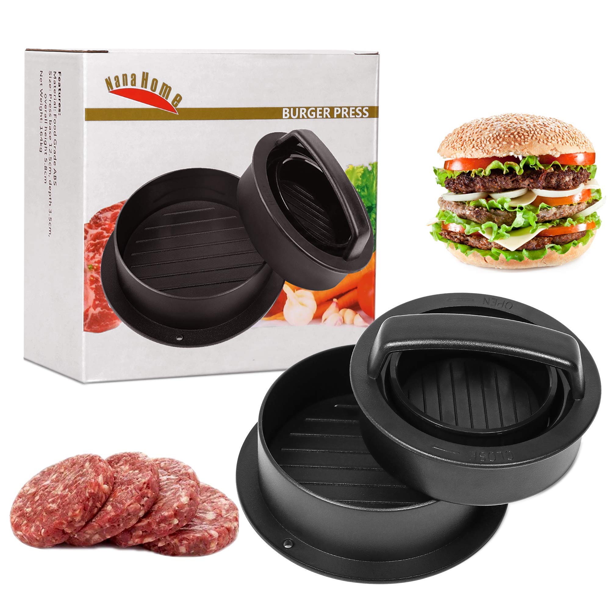 Moldes antiadherentes 3 en 1 para hamburguesas, prensa deslizante para hacer hamburguesas rellenas, utensilios de cocina