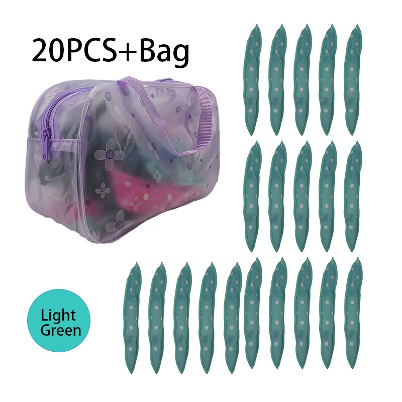 Haar krultang spiraal rollers slaap styler magische krultang roller: Lichtgroen 20 stuks