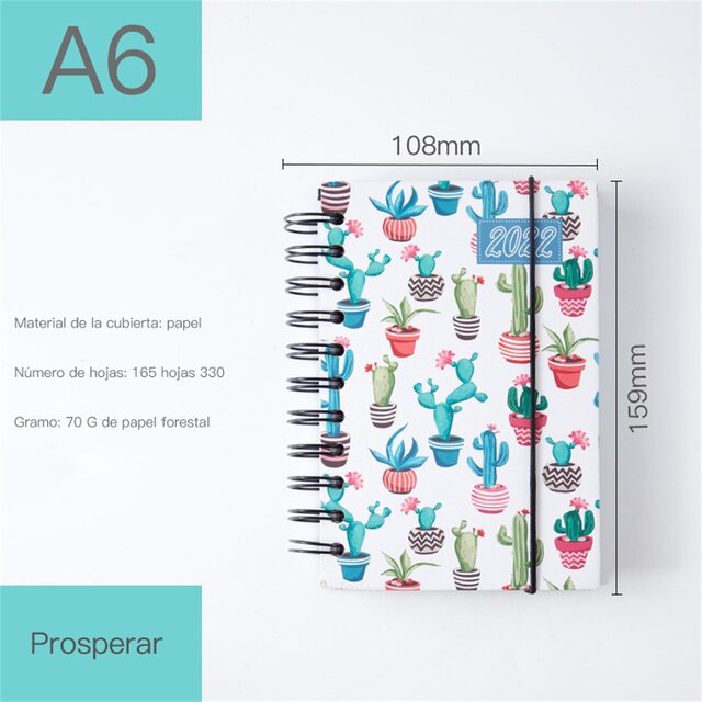 365 Days Schedule Book A6 Coil Notepads Cactus Pattern Planner Reminder Timetable Desk Dates Diary Planner Notebook: C