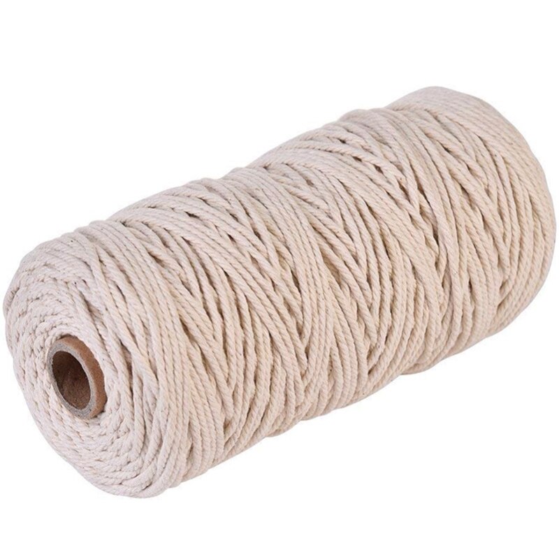 3Mmx200M Natural Handmade Cotton Cord Macrame Yarn Rope Diy Wall Hanging Plant Hanger Craft String Knitting