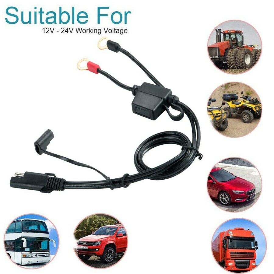 12-24v Volt Motorcycle Battery Terminal Ring Sae Quick Connector Harness Charger Adapter Cable