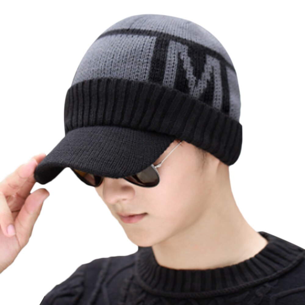 Classic Men Cycling Bike Wear Hats Breathable Bicycle Caps Free Size Outdoor Sports Ski Warm Simple Visor Knitted Casual Hats: Type 1 Color 3