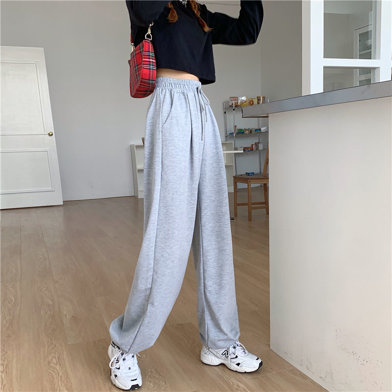 Pantalon de survêtement gris pour femme, Baggy, de sport, à la , noir, jogging, Streetwear, automne