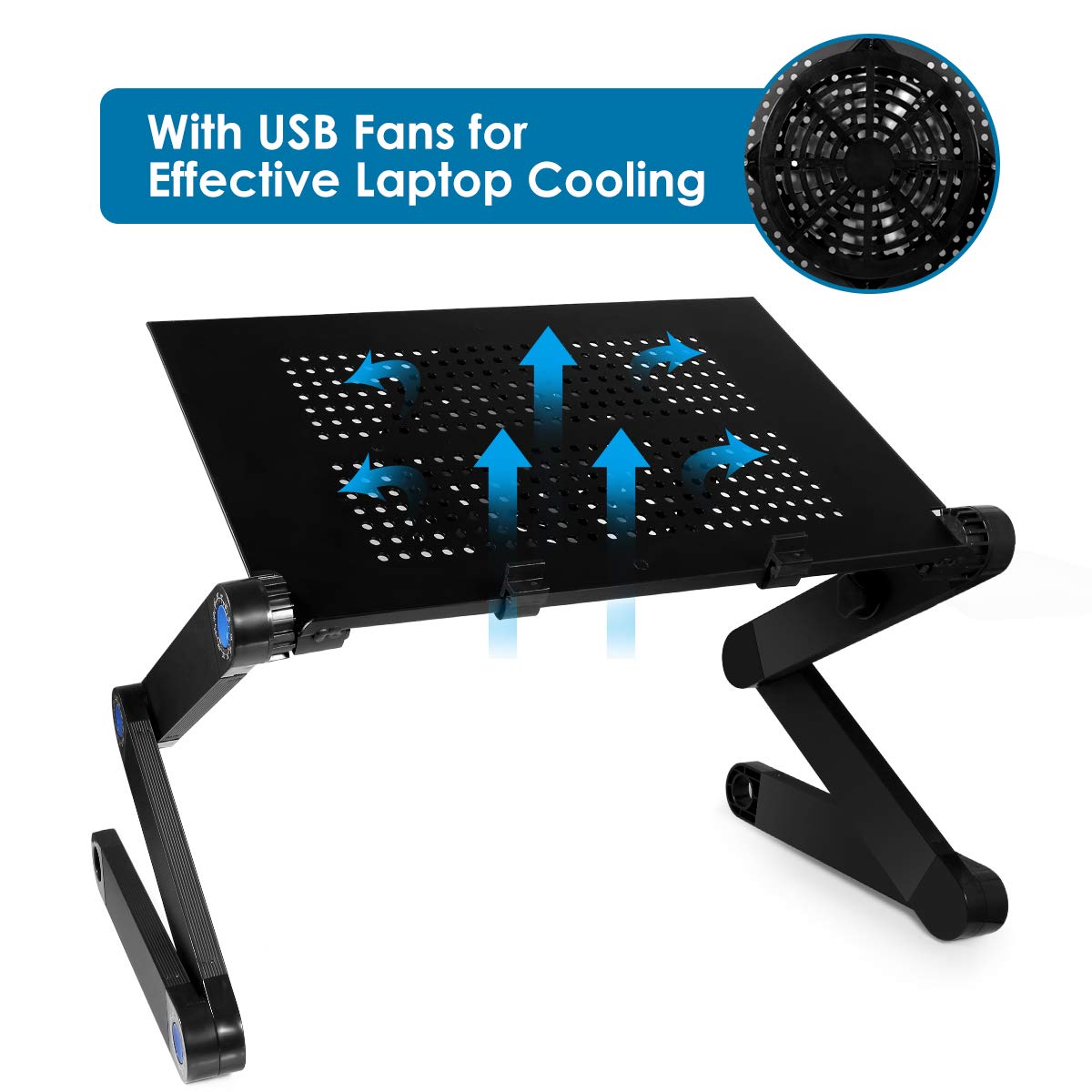 Portable Adjustable Aluminum Laptop Desk Stand Table Vented Ergonomic TV Bed Lap Stand Up Working Office PC Riser Bed Sofa Couch