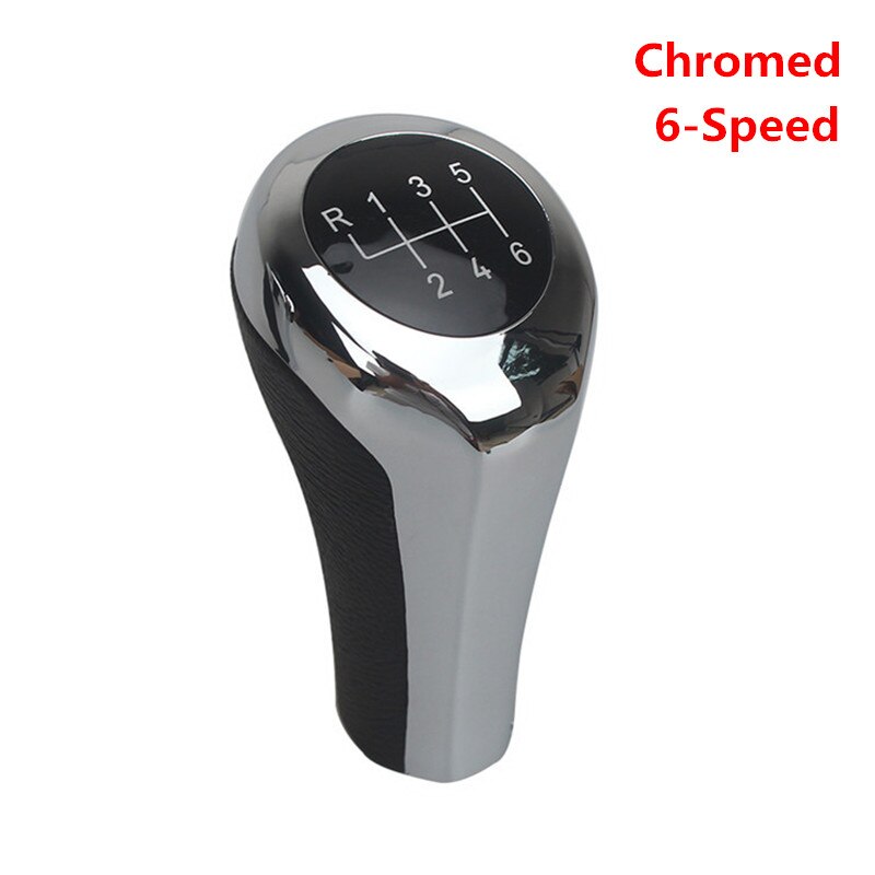 Verchroomde Matte Carbon Fiber Lederen Pookknop Voor Bmw 1 3 5 6 Serie E30 E36 E39 E46 X5 e53 E60 E63 X3 E83 X1 E84 E90 E91: Chrome 6Speed