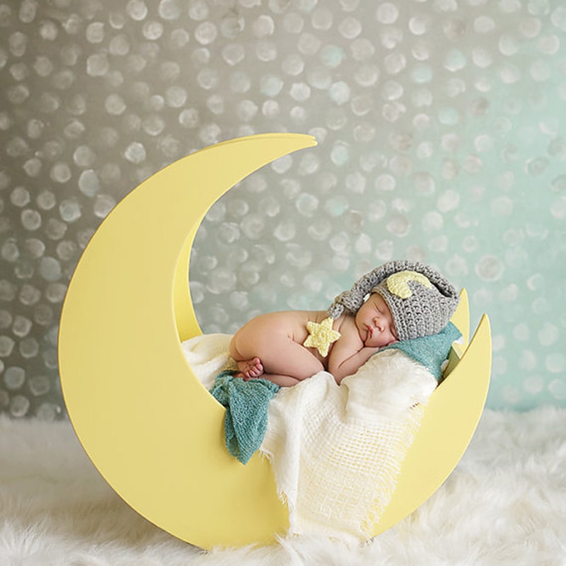 Søde nyfødt fotografering rekvisitter baby strik lang hale hatte hæklet varm stjerne måne kasket photoshoot billede rekvisitter