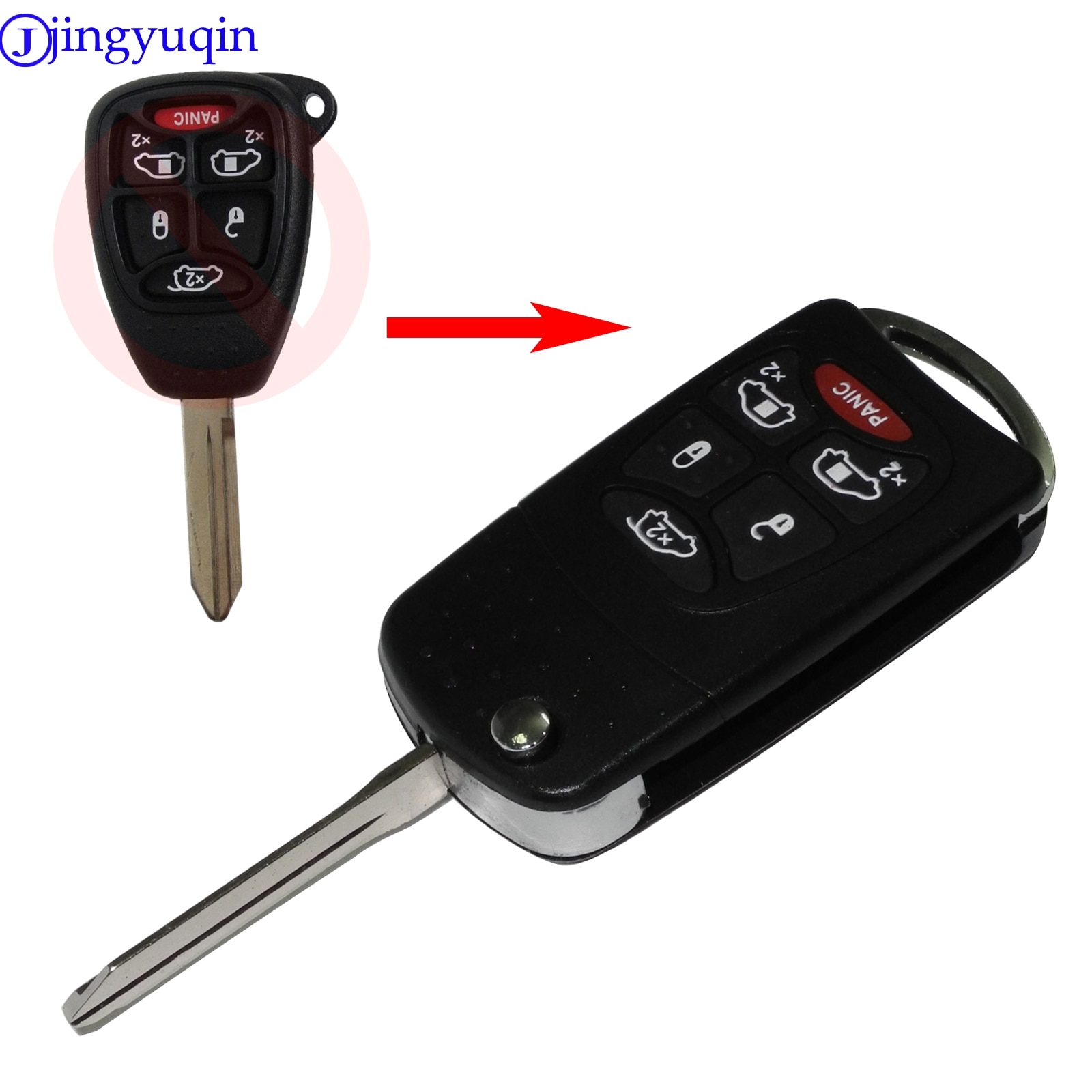 6 Knoppen Flip Folding Remote Key Case Shell Voor Chrysler Town Country Voor Dodge Grand Caravan Voor Jeep Sleutel Shell vervanging