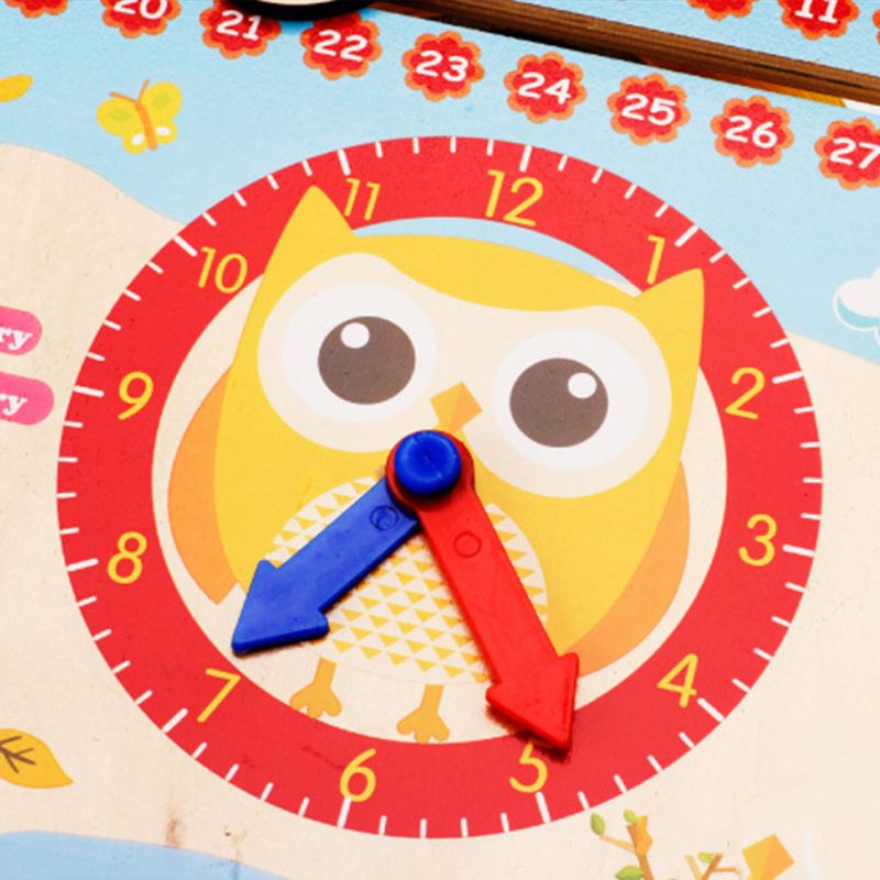 Holz Uhr Kognitiven Kalender Uhr Pädagogisches Lehrmittel Holz freundlicher FrüHenne Lernen Vorschule Uhr