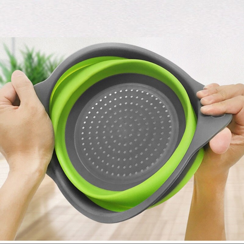 Panier de vidange pliant panier extensible rond panier de lavage en caoutchouc panier de fruits outils de rangement de cuisine une pièce