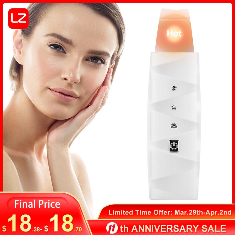 Heated Skin Scrubber Face Spatula Blackhead Remover Pore Cleaner Facial Lifting Tool Comedones Extractor for Deep Cleansing