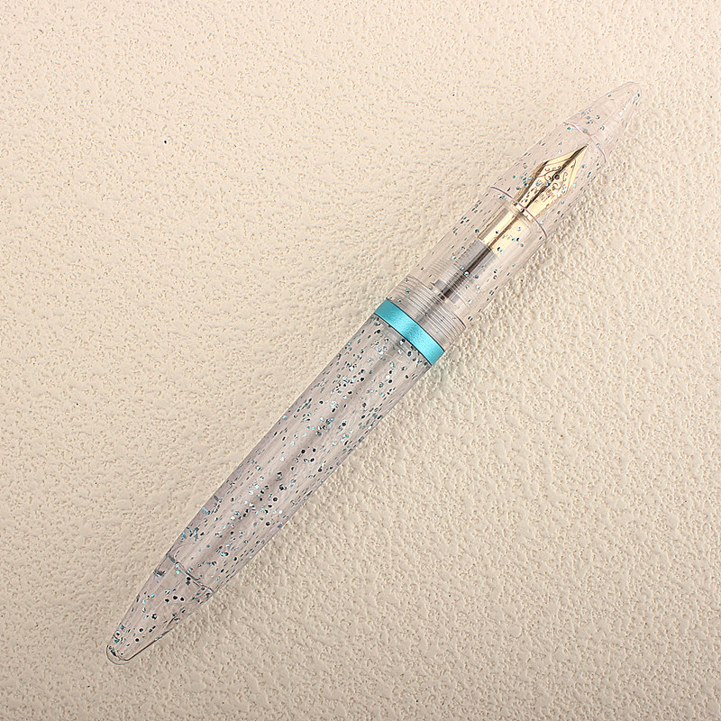 Nowe pióro wieczne Przezroczysta zakraplaczka EF F M Stalówki Pióro atramentowe Biuro szkolne Długopisy robić pisania Prezenty świąteczne z oryginalnym pudełkiem: FIOLETOWY / MF