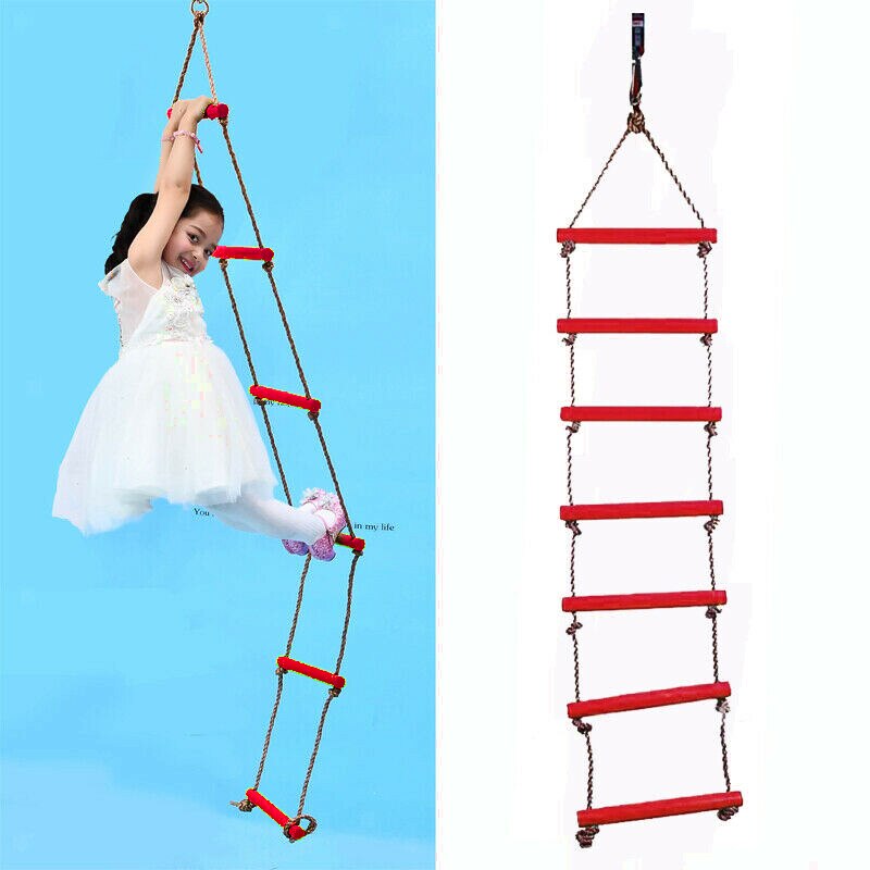 Klimtouwladder 6 sporten klimtouwschommelset accessoires voor jongens kinderen klimoefeningen: Default Title