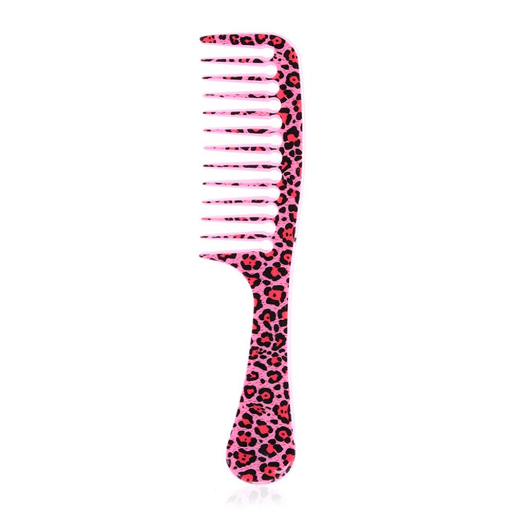 Moda barato pente de cabelo largo do dente estilo leopardo plástico detangler pente para longo pente de cabelo encaracolado para meninas: pink