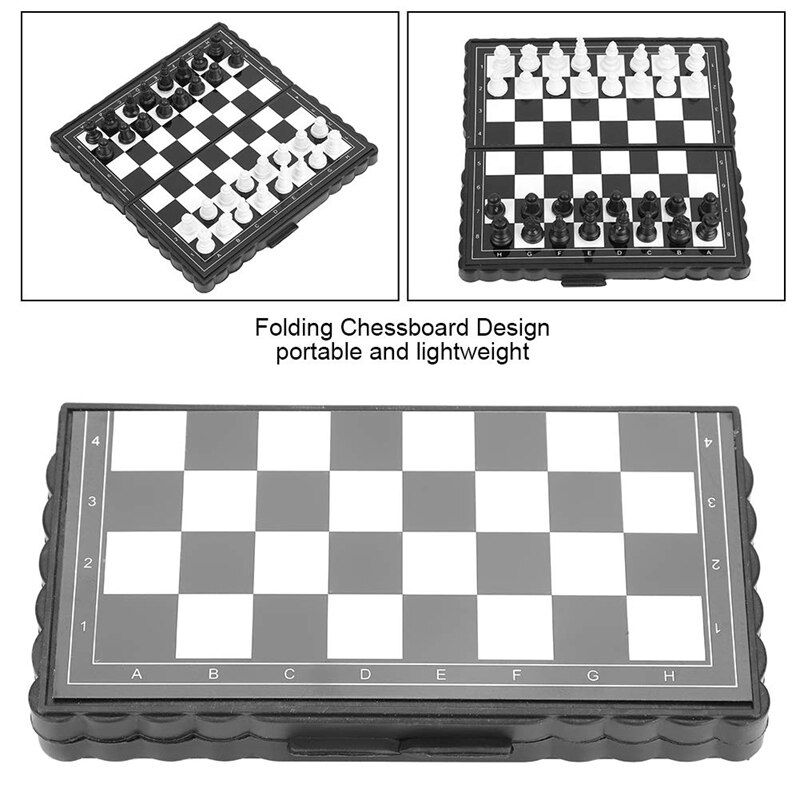 5 x 5 tommer skak bærbart plastfoliebræt med netisk skakspil mini-skak sæt puslespil fest familiebegivenhed