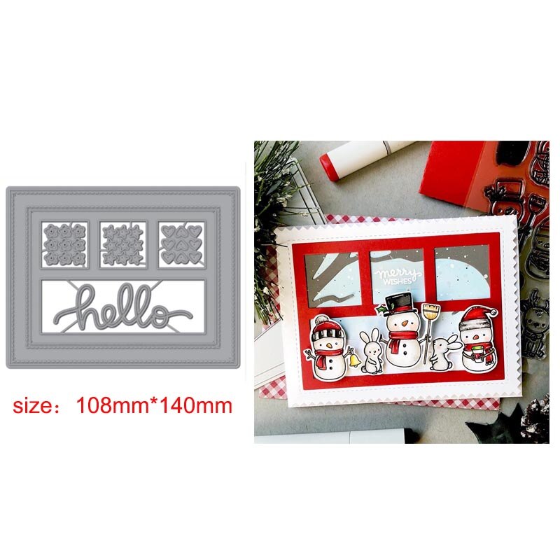 Rectangle Frames Scenes Rainbow Words Phrases Metal Cutting Dies Pond Stencil DIY Card Crafts Scrapbooking Template dies: H1293