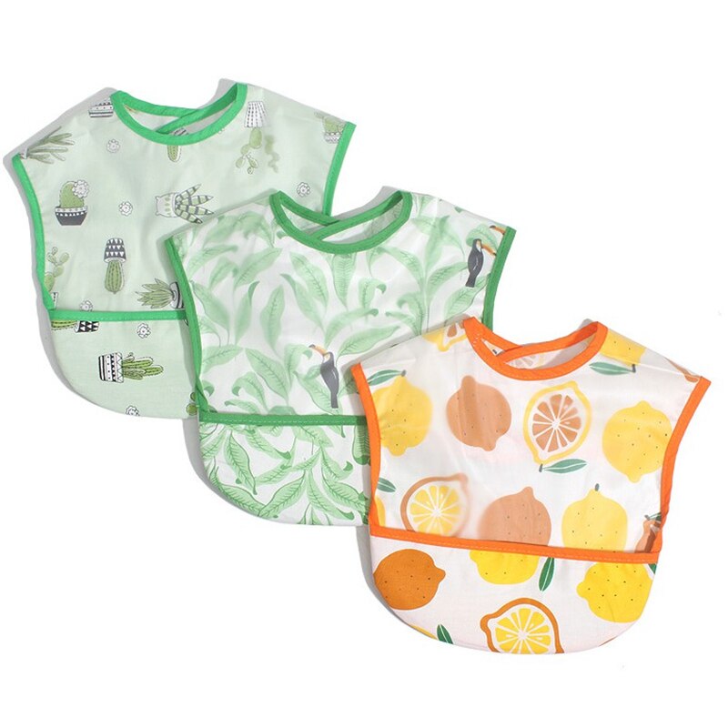 EVA Waterproof Baby Bibs Sleeveless Baby Boys Girls Bib Kids Fox Dinosaur Cactus Baby Feeding Bibs with Pocket Child Apron Smock