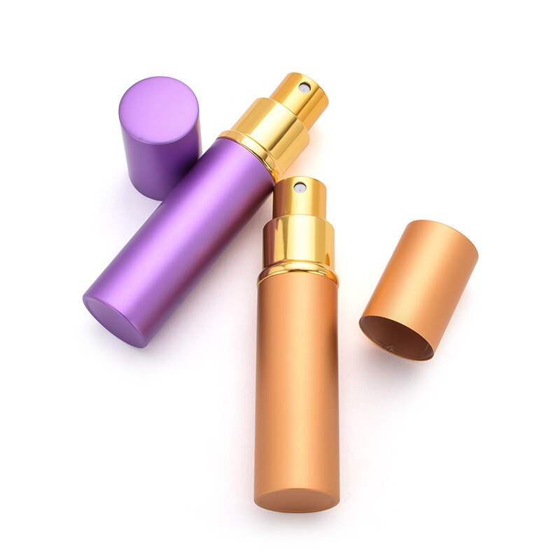 Gratis logo op maat, 10 ml lege draagbare glazen parfumflesjes met aluminium omhulsel, navulbare cosmetische etui.