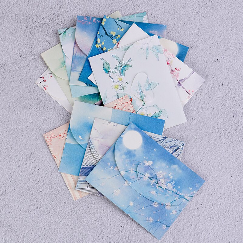 10 juegos de Sobres de papel con flores estilo chino clásico para cartas, papelería creativa, tarjetas postales de papel, tarjetas de papel, álbumes de recortes