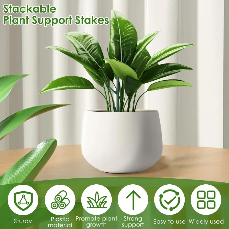 Soportes de soporte para plantas de ramita, estacas de crecimiento de plantas verdes apilables, estacas de escalada desmontables Monstera para interiores y exteriores, 24/3 Uds.