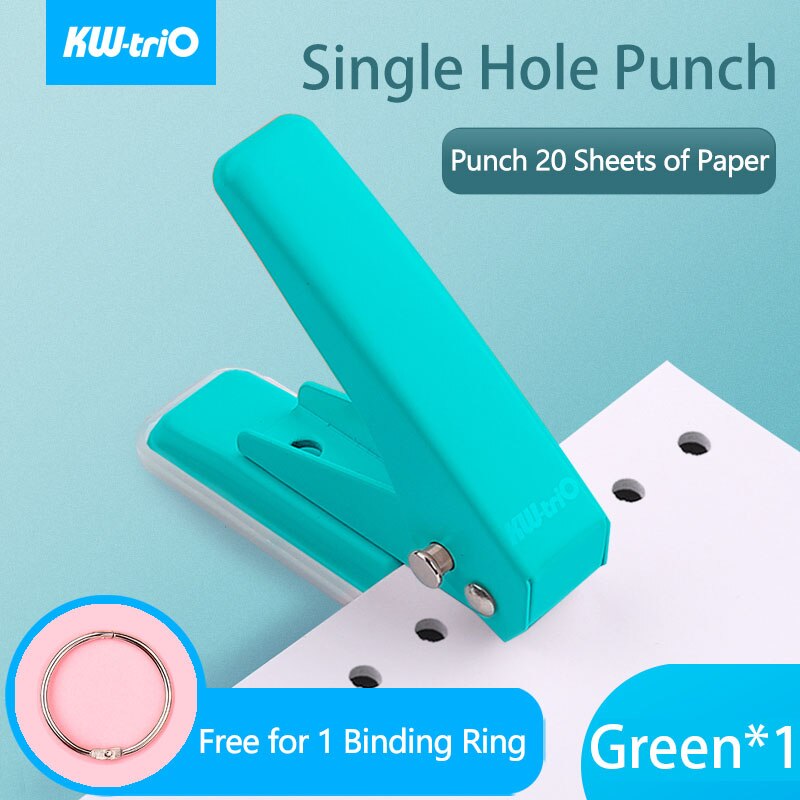 KW-triO 2-Hole Paper Punch Notebook Round Hole Puncher DIY A4/A5/A6/B5/B6 Paper Drilling Book Puncher Office Supplies: Metal Puncher-Green