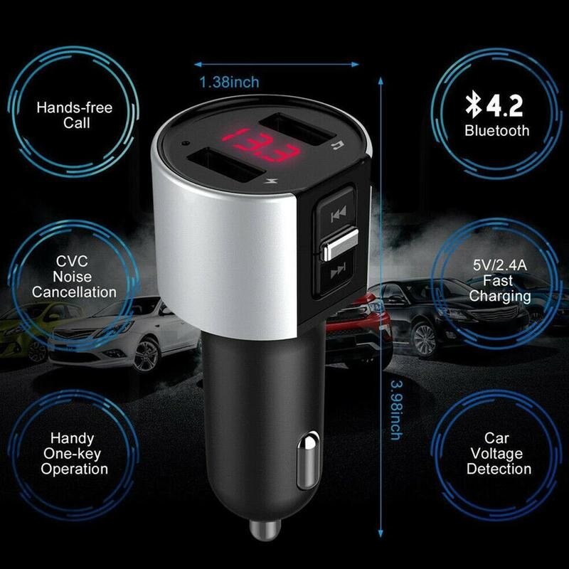 Bluetooth FM Transmitter Audio Aux Modulator Dual USB Bluetooth Car Charger Handsfree Kit Car MP3 Fast Radio Player Calling U9J7