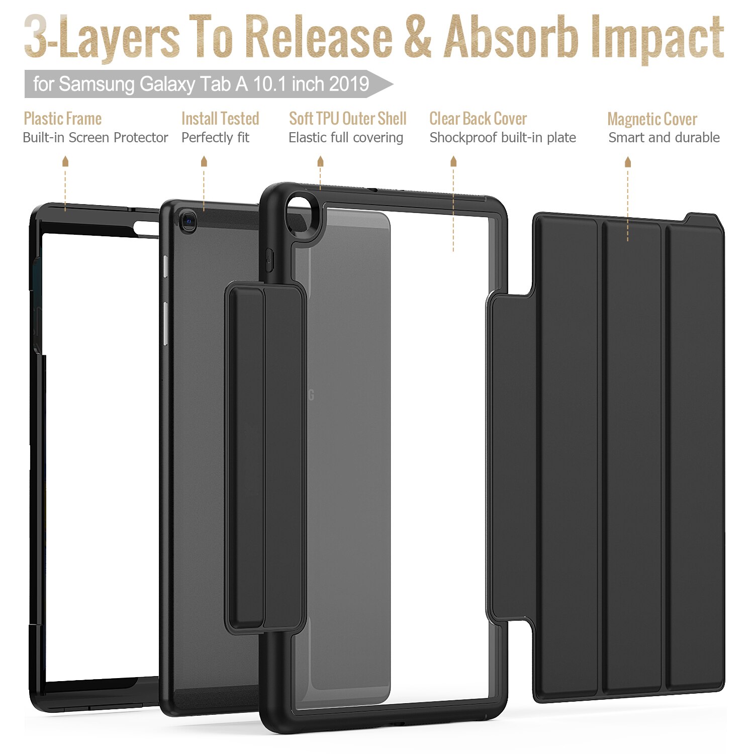 Samsung tab  a 10.1 cove med blyantspænde til læder samsung galaxy tab  a 10.1 etui sm -t510 sm-t515 tablet smart cover