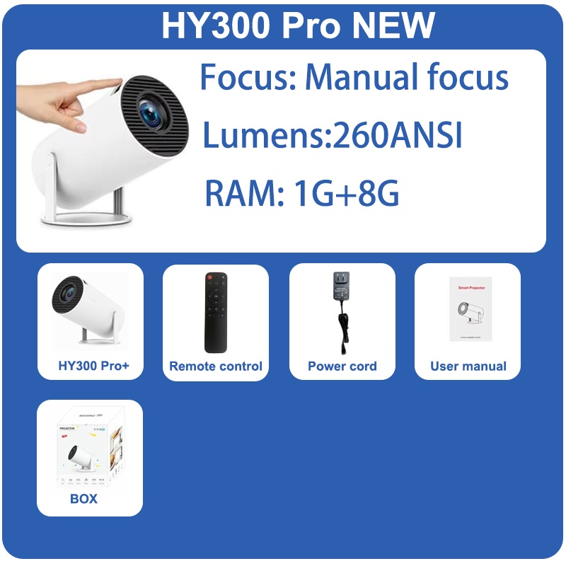 2025new DITONG HY300 pro HD 4K Projector portatil Android LED Video Home Theater Cinema mini Proyector Movie HY300plus: color1 / EU Plug
