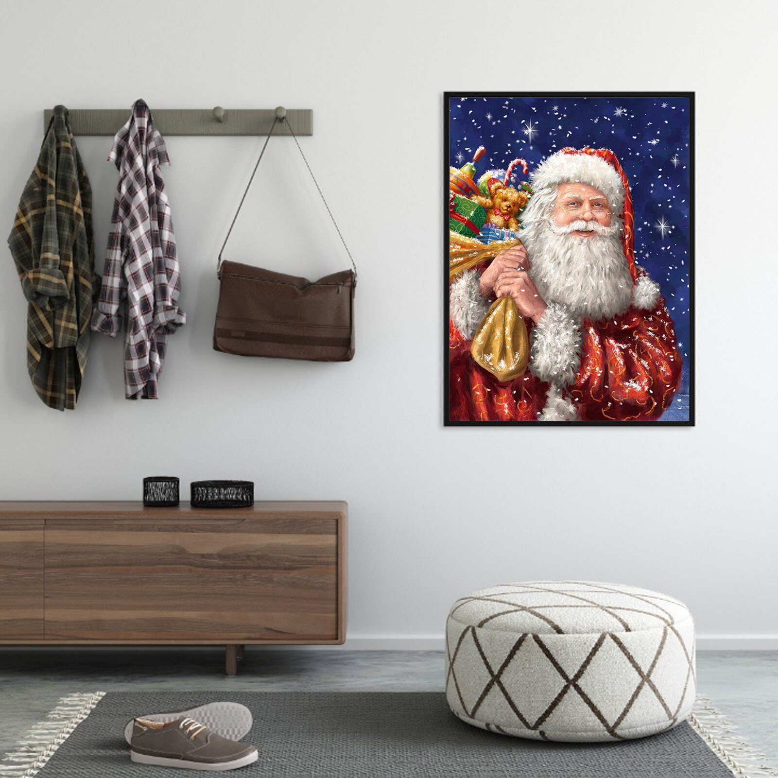 7PCS Christmas Diamond Painting Kits 5D Santa Claus Paint Full Drill Square Rhinestone Crystal Diamond Art Wall Home Decor